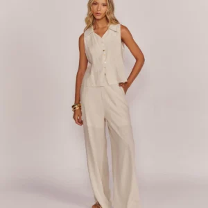 Calça Pantalona Alfaiataria Linho